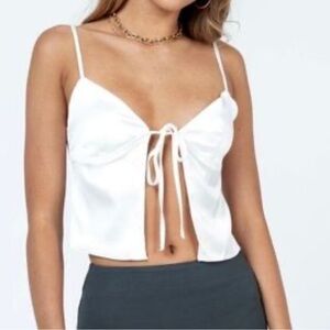 Princess Polly White Tie-Front Tank Top